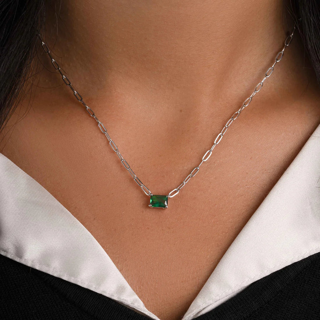 Emerald Paperclip Necklace