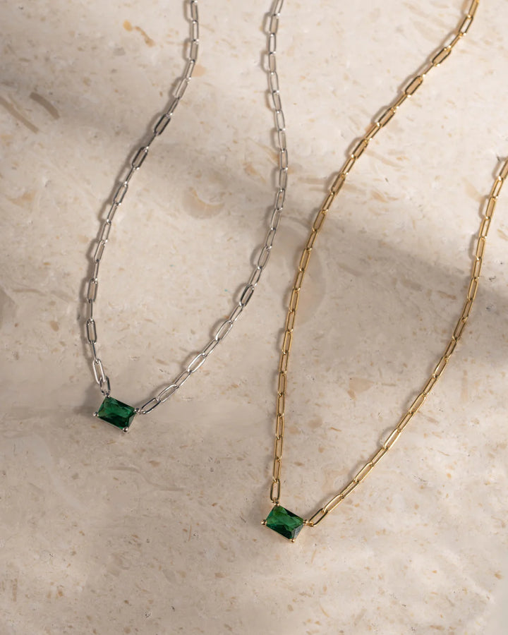 Emerald Paperclip Necklace