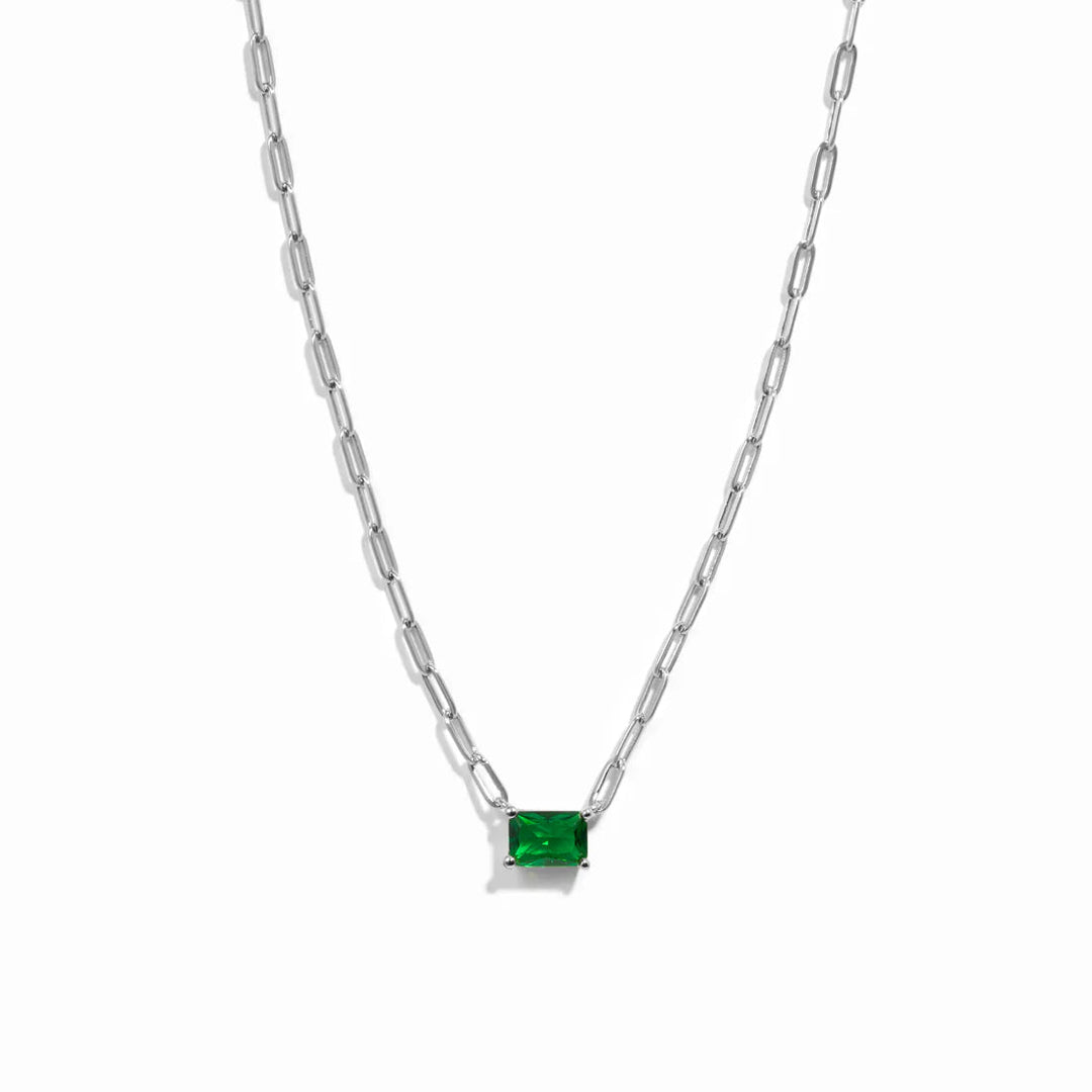 Emerald Paperclip Necklace