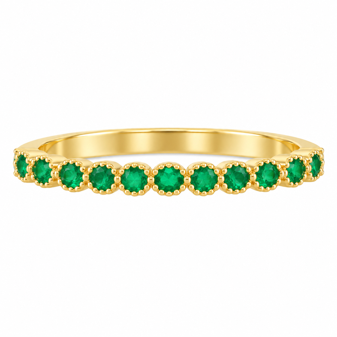 14K Milgrain Gemstone Anniversary Band
