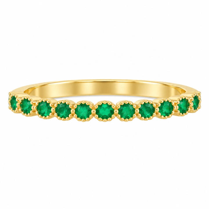 14K Milgrain Gemstone Anniversary Band