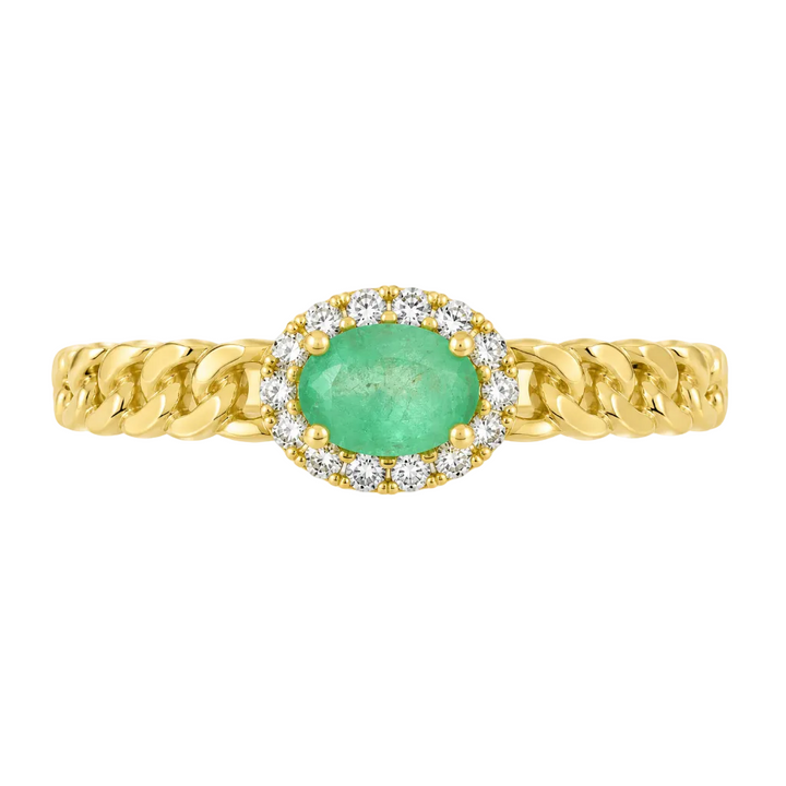 14KY Oval Gemstone &amp; Diamond Braided Ring