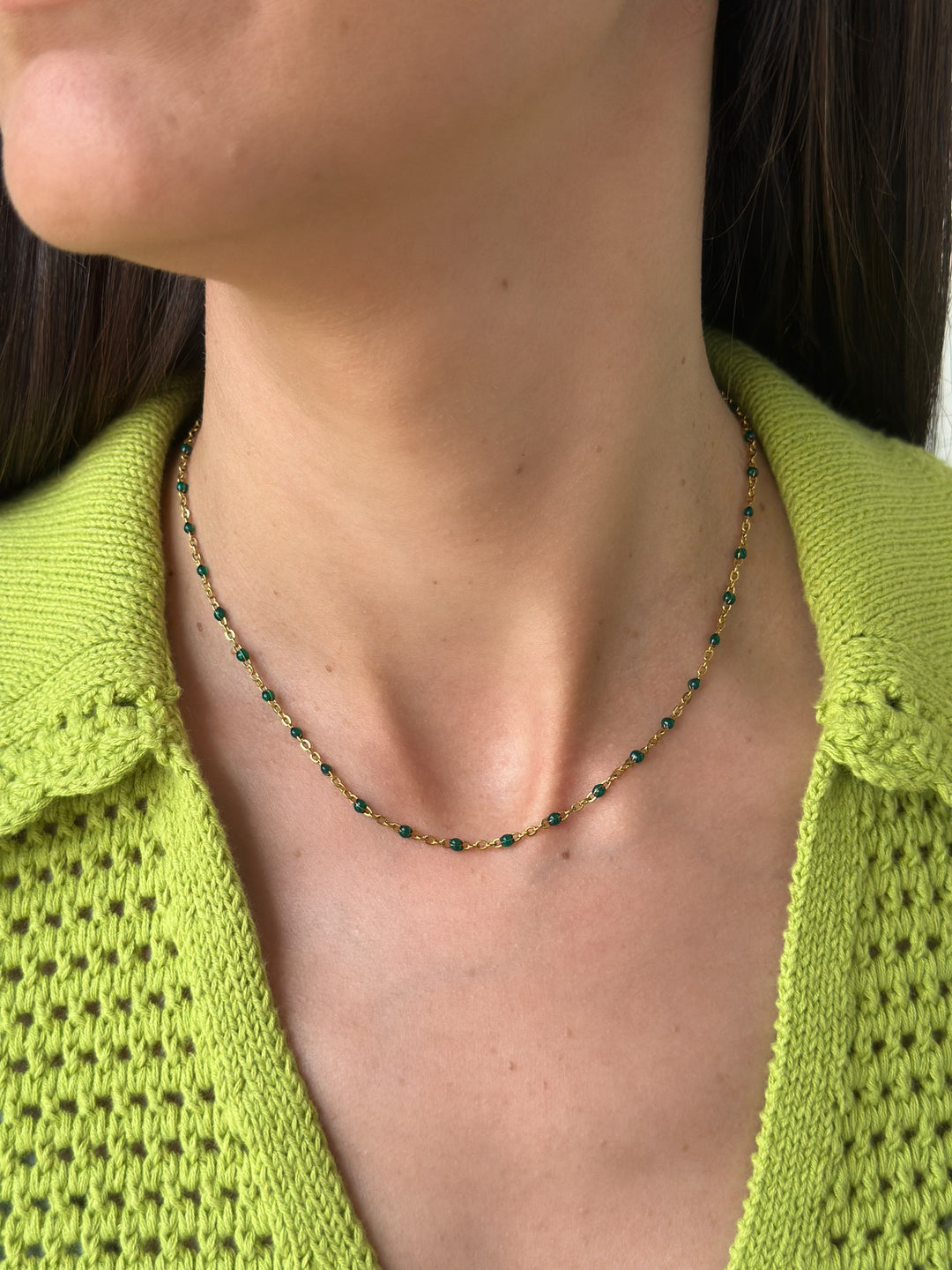 Enamel Beaded Chain Necklace