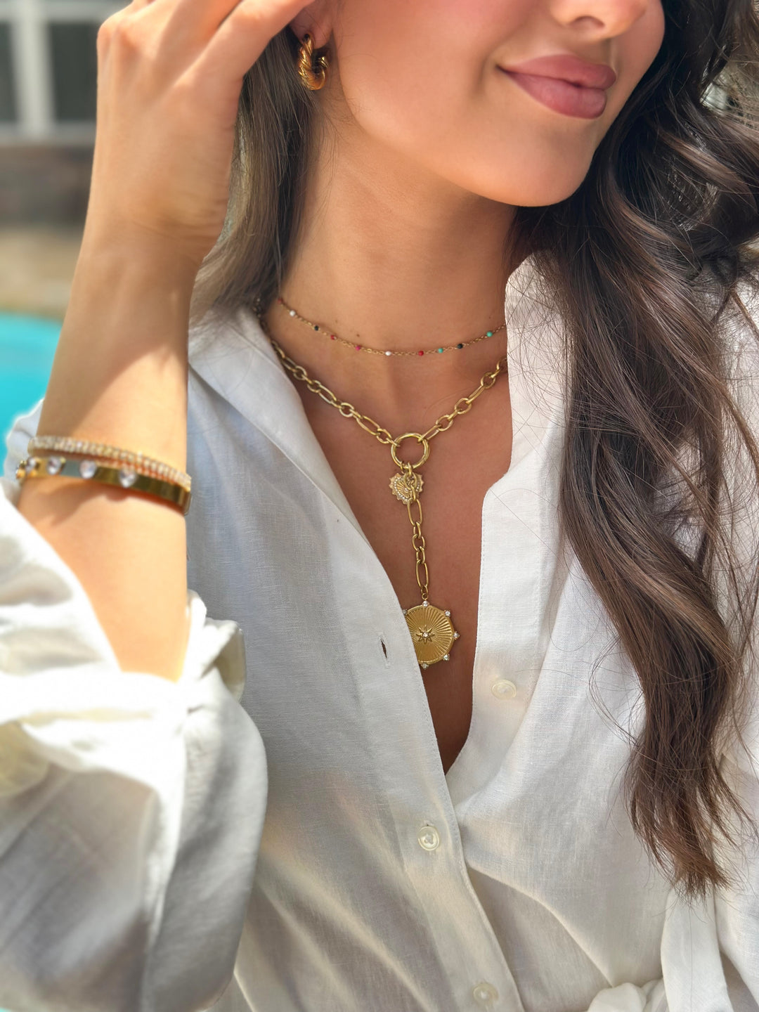 Enamel Beaded Chain Necklace