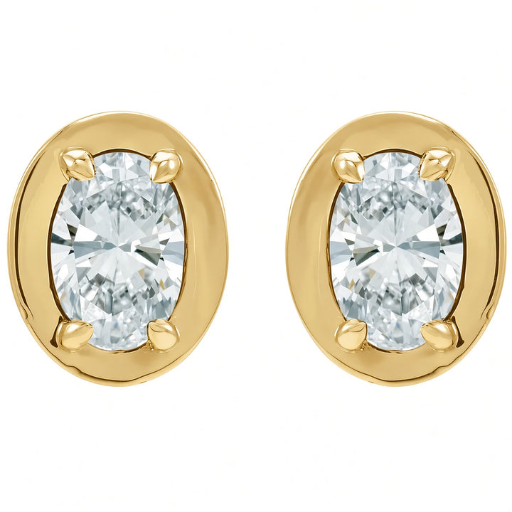 14K Diamond Bezel Stud Earrings