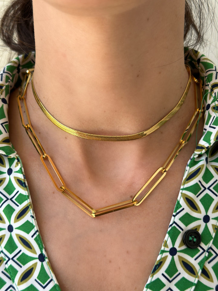 Nic Herringbone Chain Choker Necklace