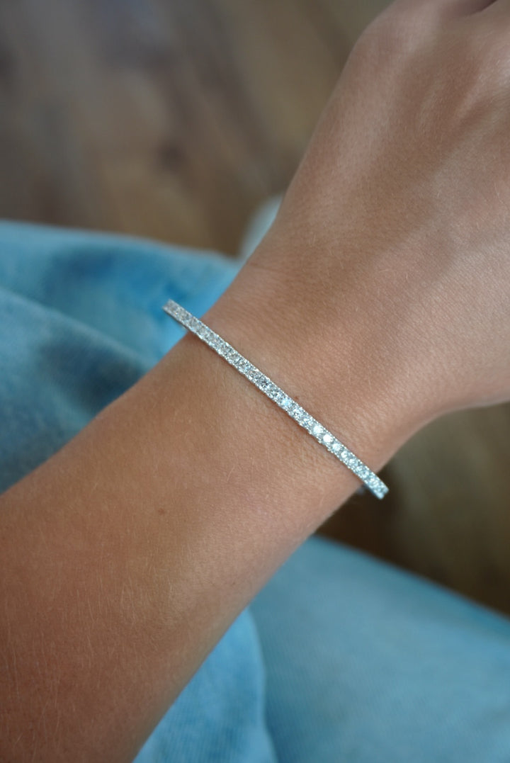 14K Diamond Half Eternity Flex Bangle