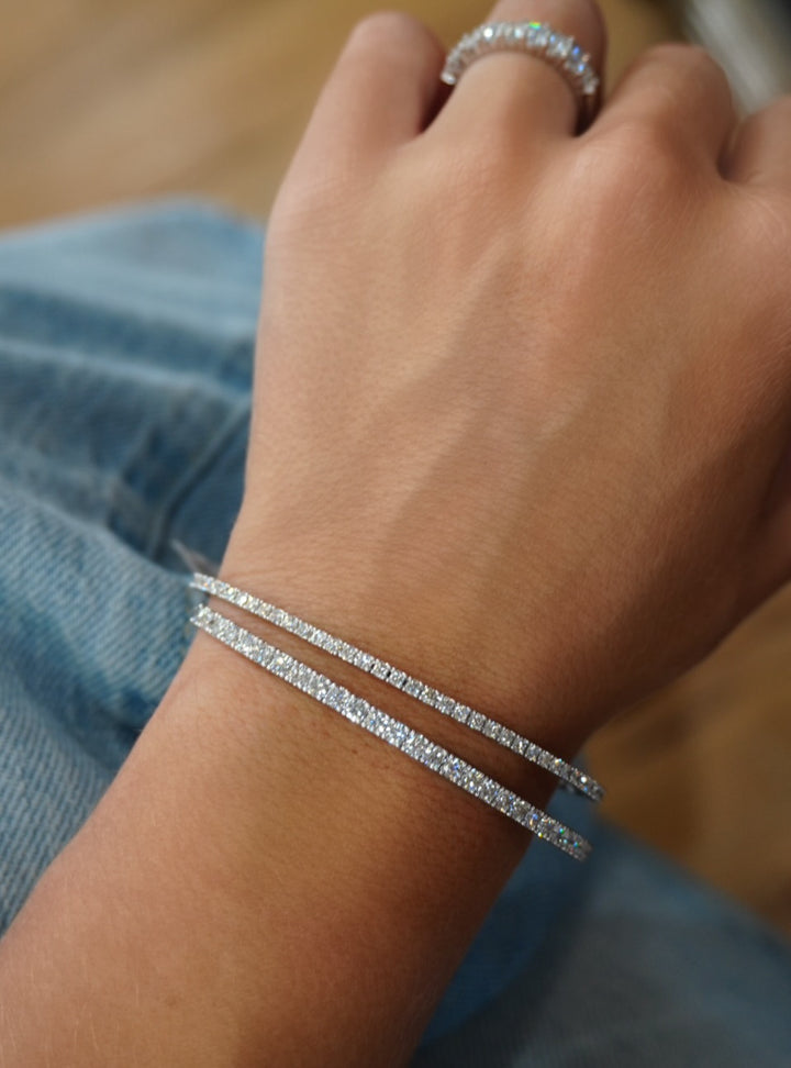 14K Diamond Half Eternity Flex Bangle