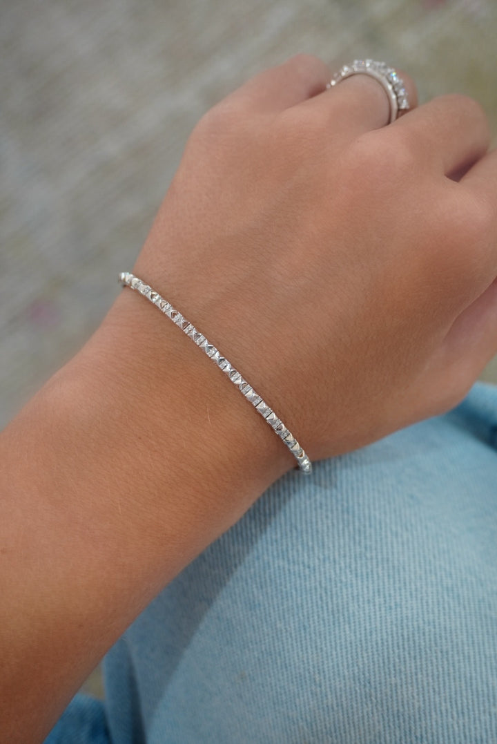 14K Diamond Pyramid Flex Bangle