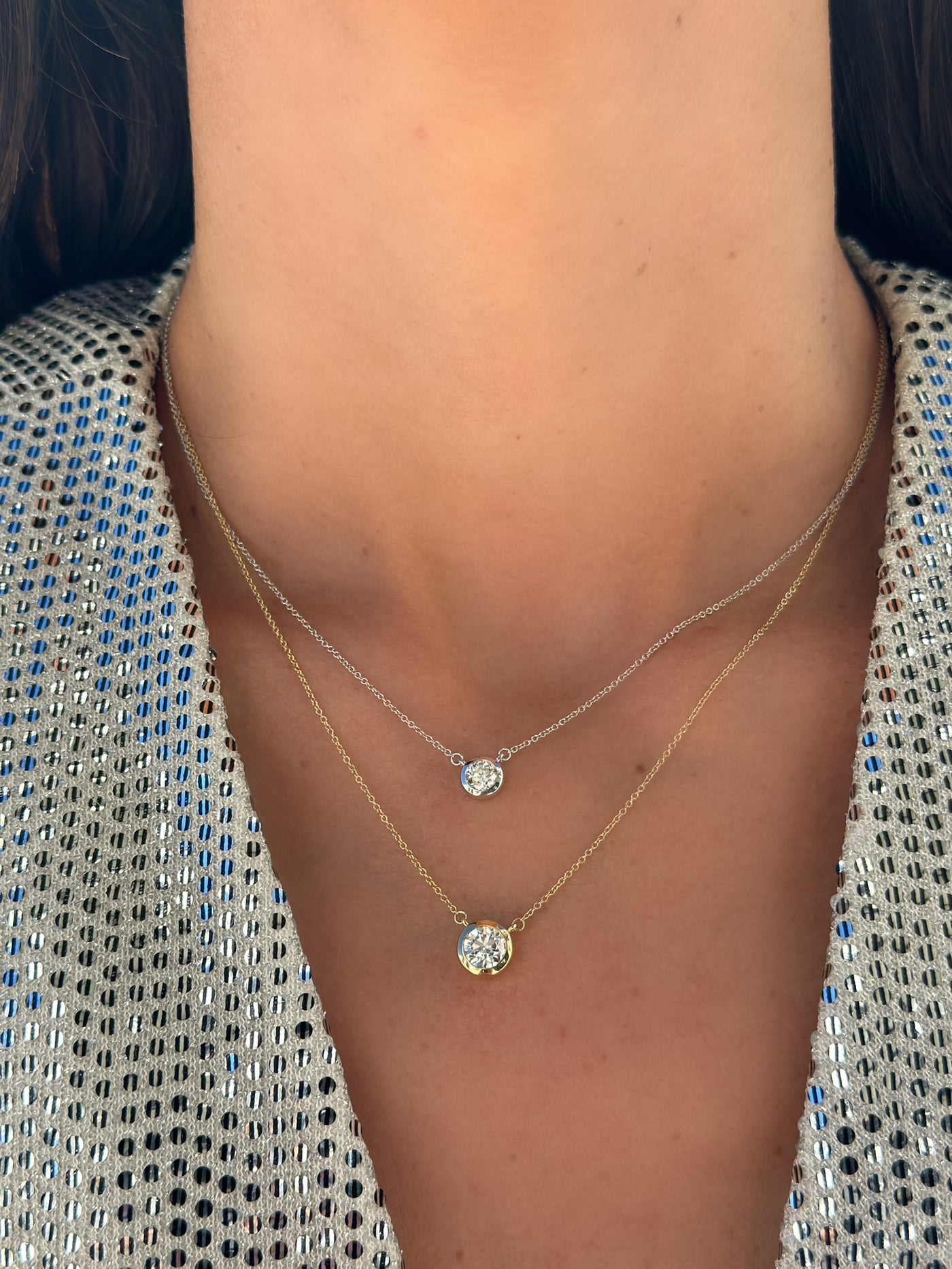 14K Lab Grown Diamond Bezel-Set Necklace