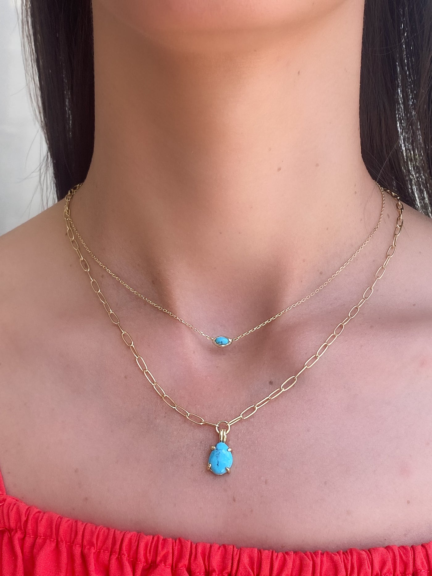 Turquoise Chunky Chain Drop Necklace