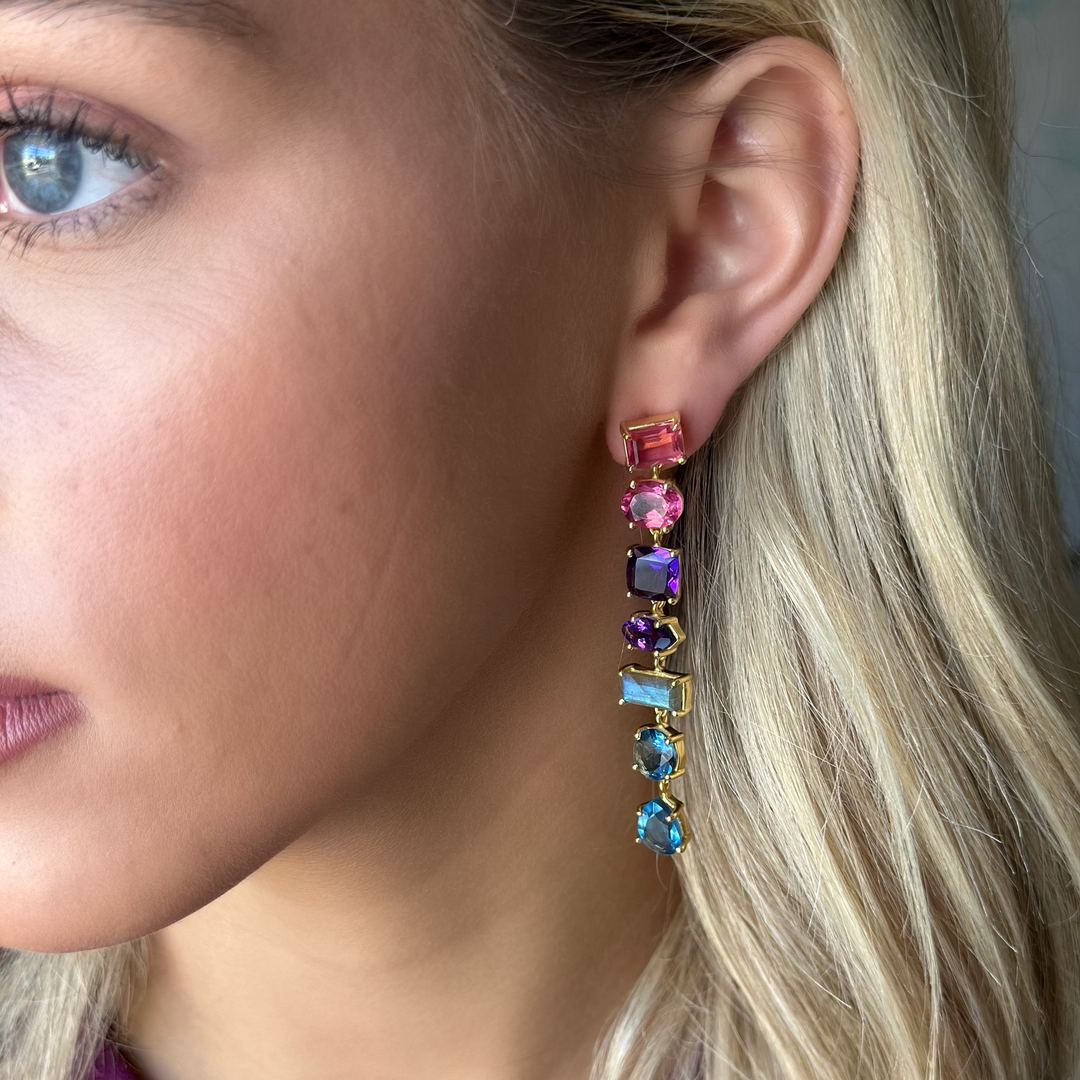 Multi-Shape Rainbow Drop Earrings