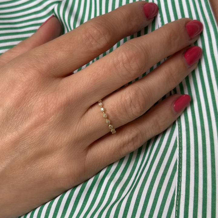 14K Milgrain Bezel Diamond Stackable Ring