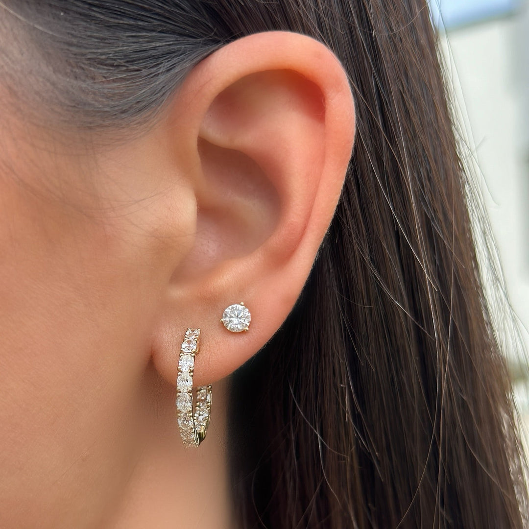 14K 2 5/8 CTW Oval Diamond Inside-Outside Hoops