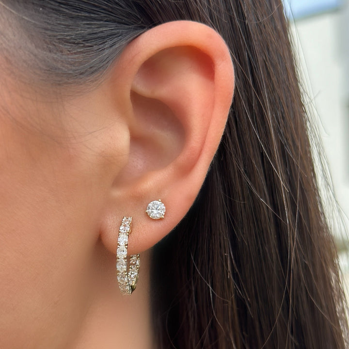 14K 2 5/8 CTW Oval Diamond Inside-Outside Hoops