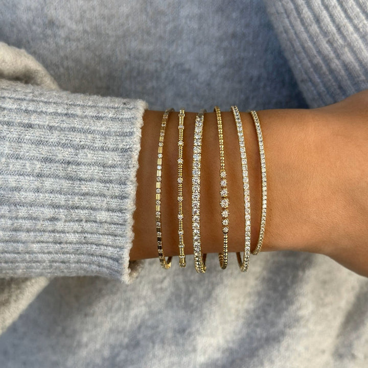 14K Fluted Diamond Flex Bangle