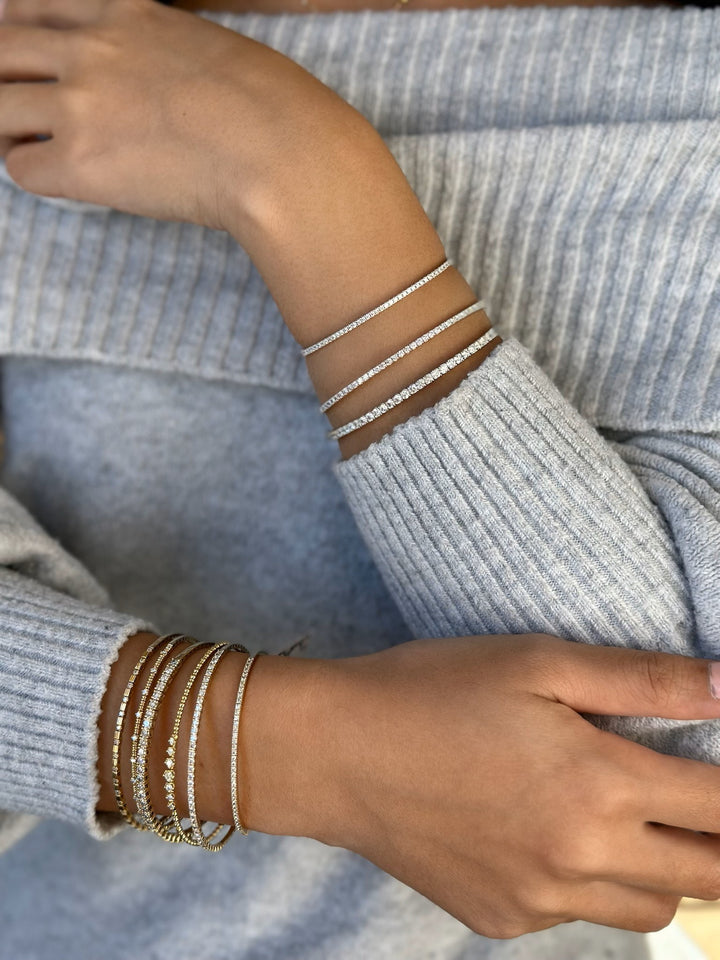 14K Natural Diamond Tennis Flex Bangle