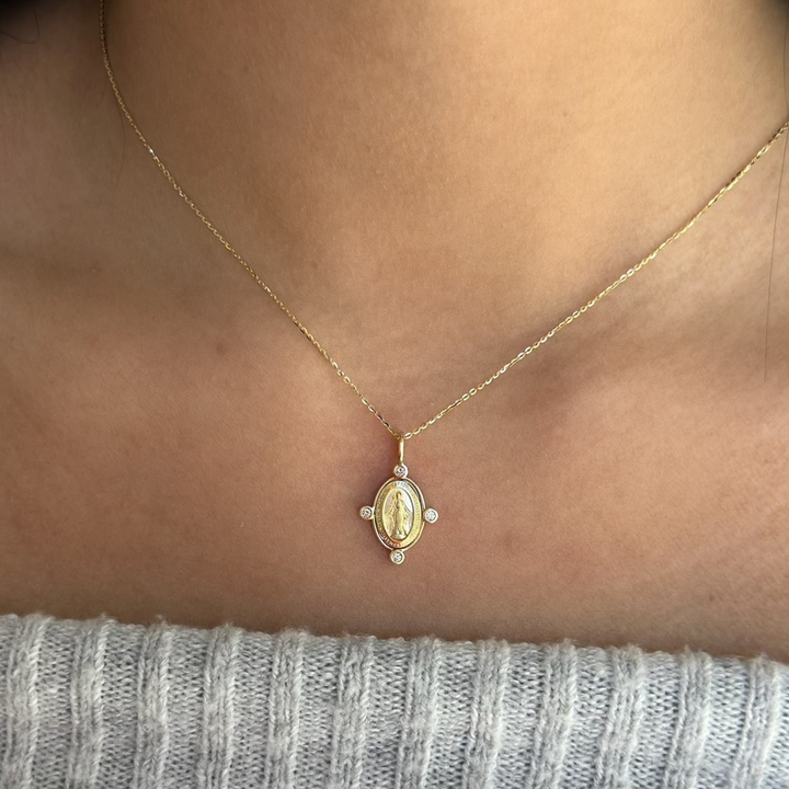 14K 1/10 CTW Natural Diamond Bezel-Set Miraculous Necklace