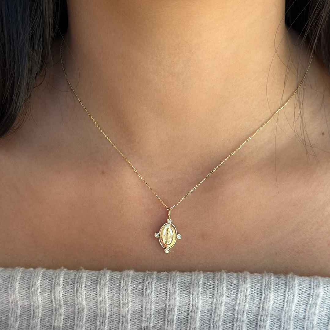 14K 1/10 CTW Natural Diamond Bezel-Set Miraculous Necklace