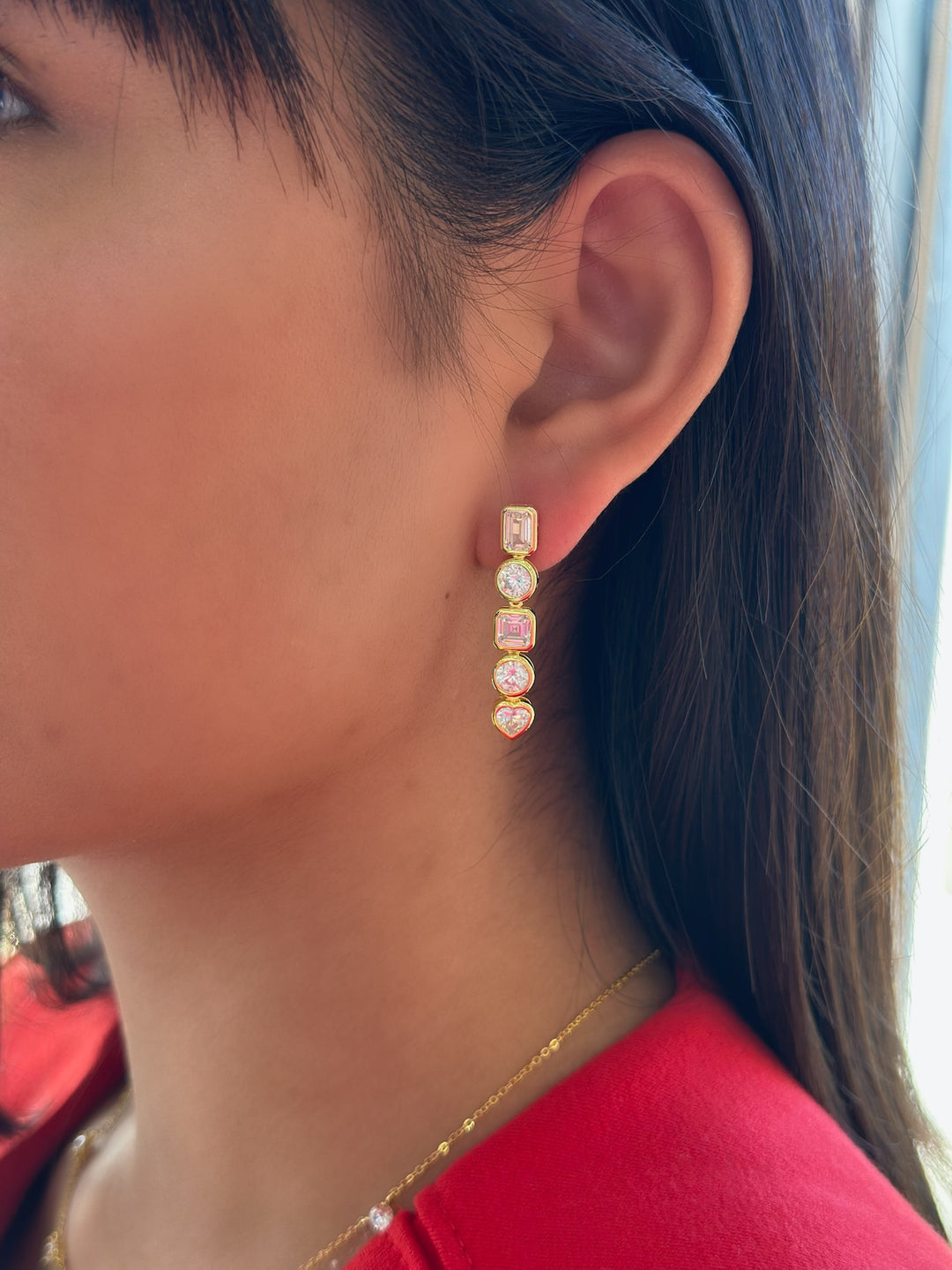Multi-Shape Bezel Drop Earrings