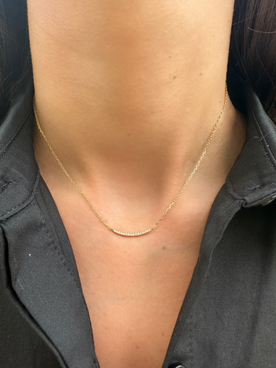 Curved Pave Bar Necklace