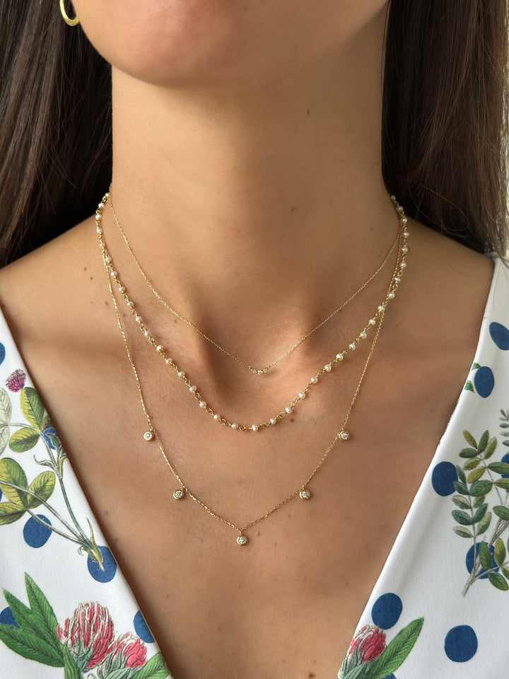 14K 1/10 CTW Natural Diamond Bezel Dangle Necklace