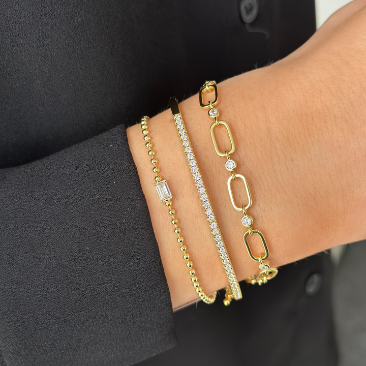 Bead Link Chain & Baguette Bracelet