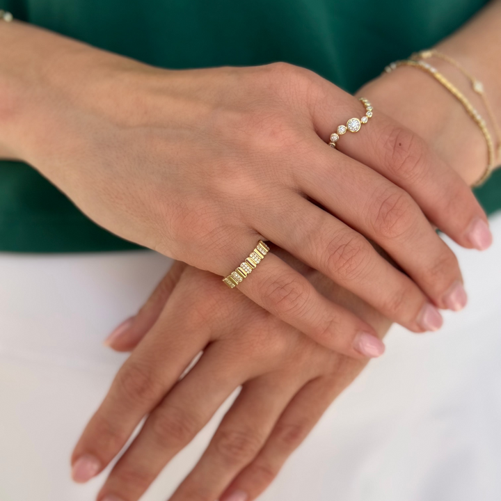 14K Natural Diamond Textured Eternity Band