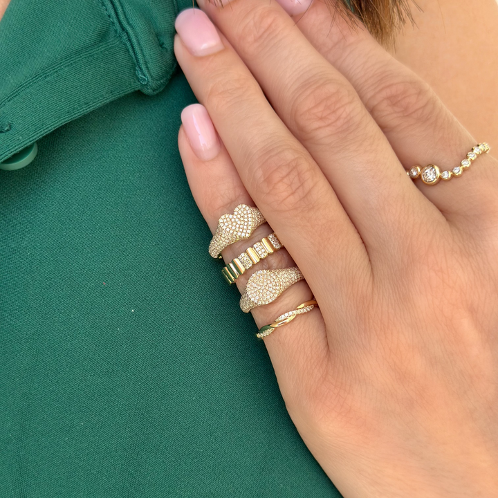 14K Diamond Heart Signet Pinky Ring