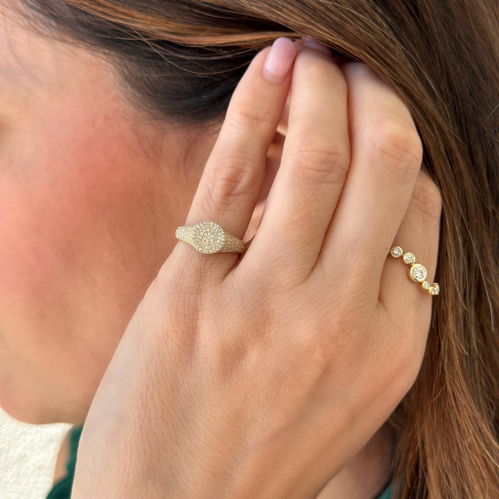 14K Diamond Signet Pinky Ring