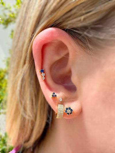 Trio CZ & Gemstone Climber Stud