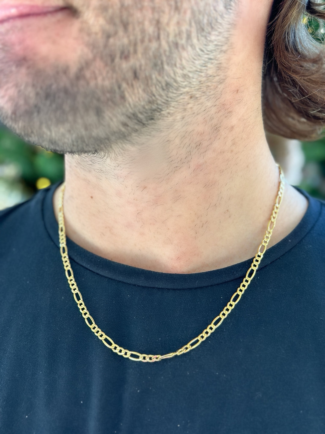 10K Semi-Solid Figaro Chain Necklace