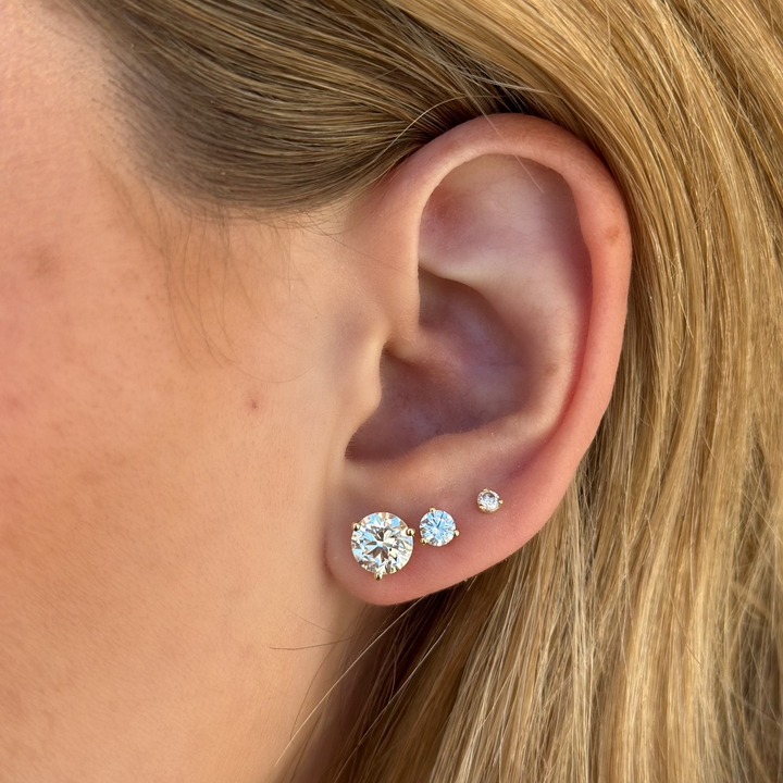 14K Lab Grown Diamond 3-Prong Martini Studs