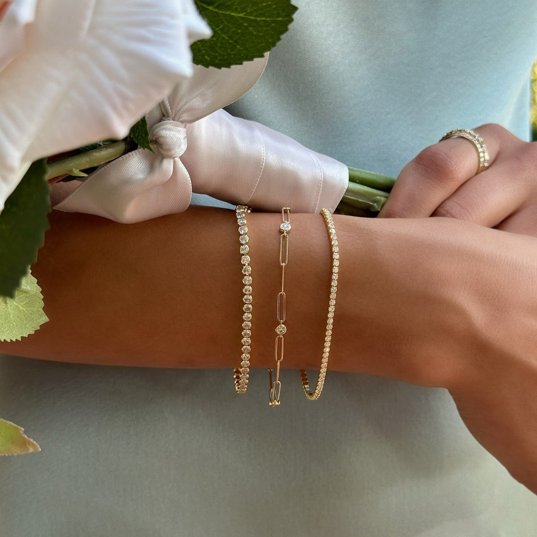 Half Bezel Round Tennis Bracelet