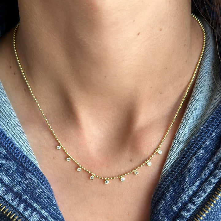 Beaded Multi-Bezel Drop Necklace