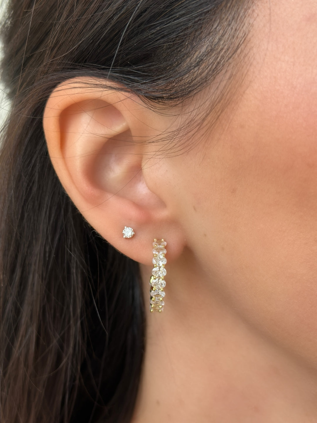 Oval Studded Hoops