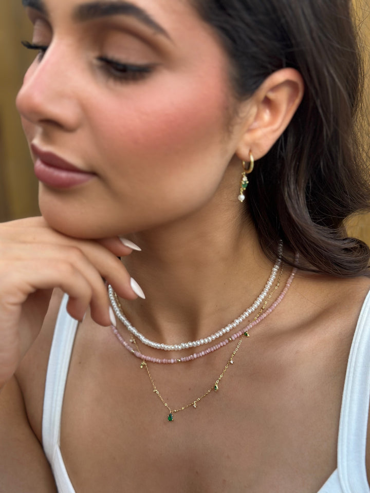 Emerald Teardrop Station Necklace