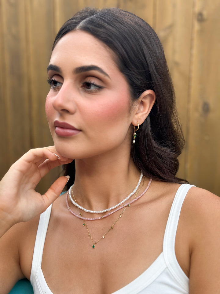 Emerald Teardrop Station Necklace