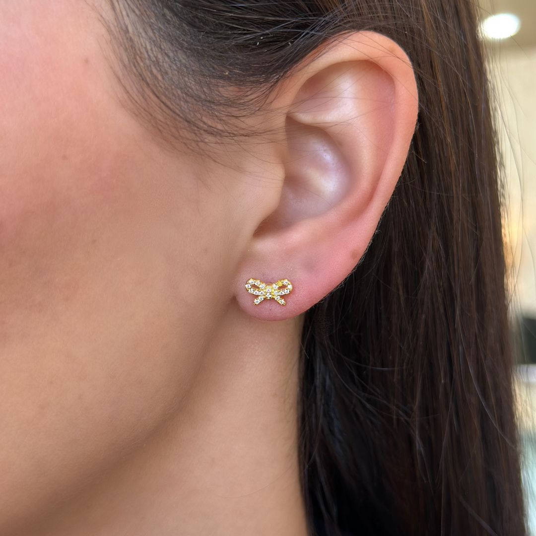 Petite Pave Bow Studs