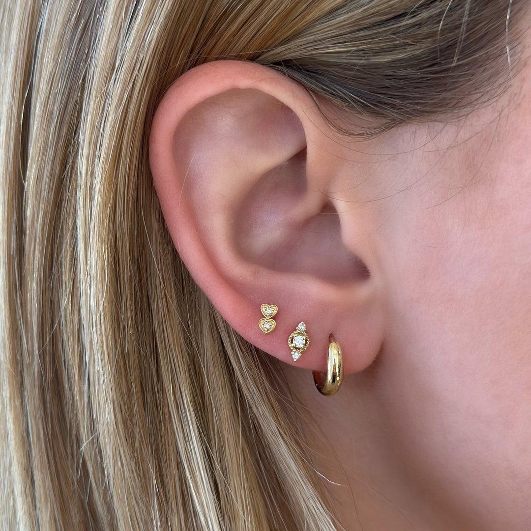 14K Diamond Geometric Studs