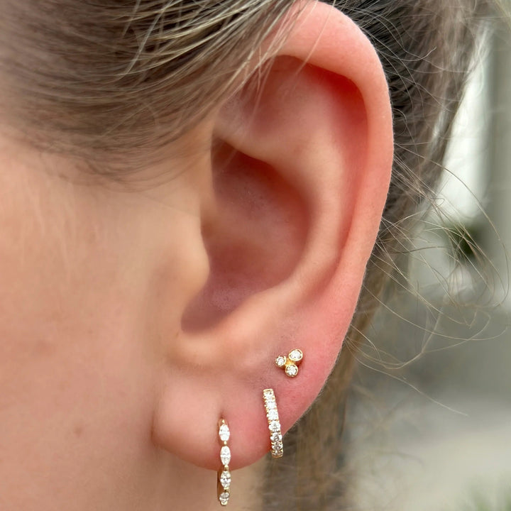 14K Trio Bezel Diamond Stud