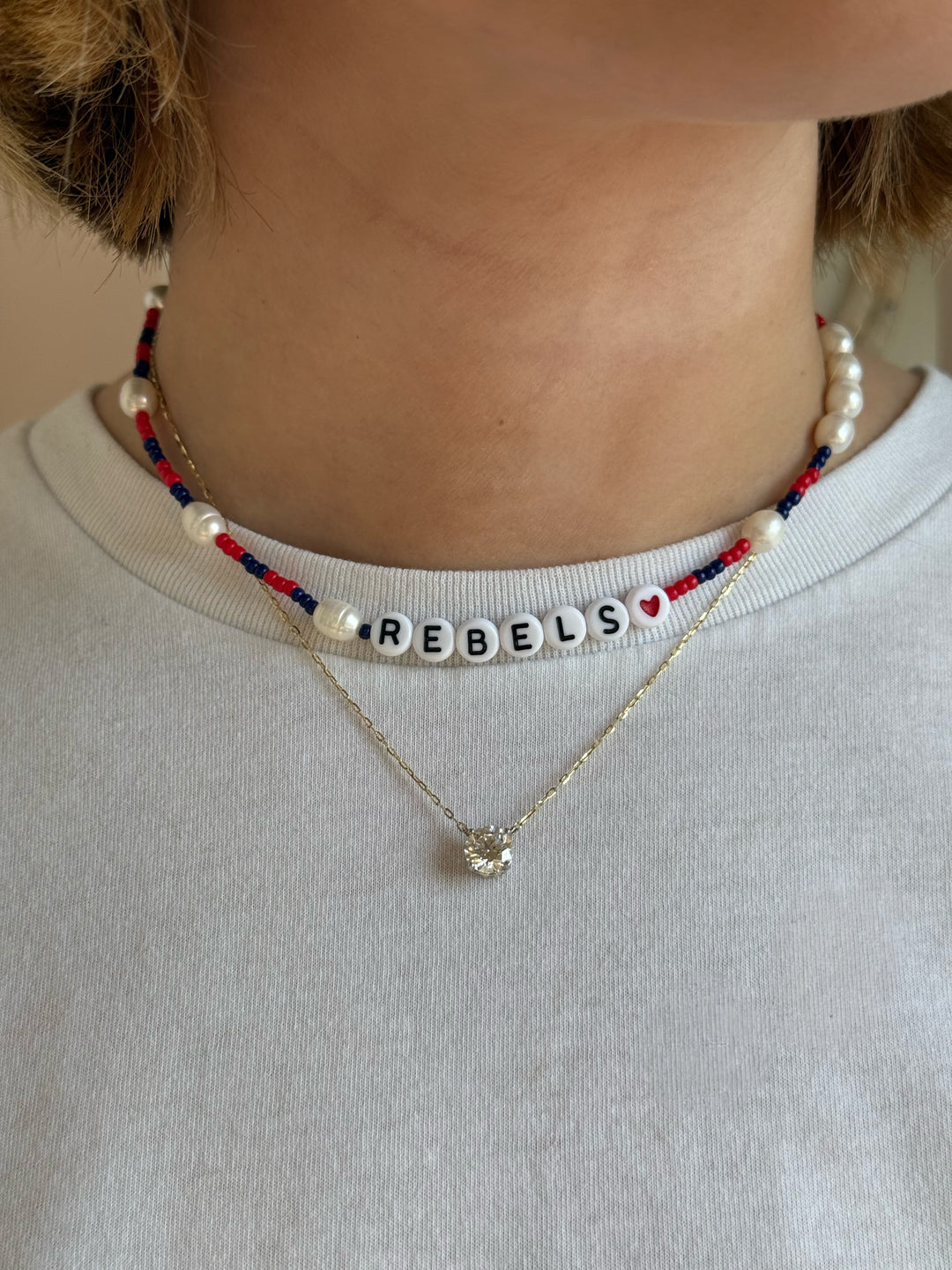 Gameday Bead and Pearl Necklace
