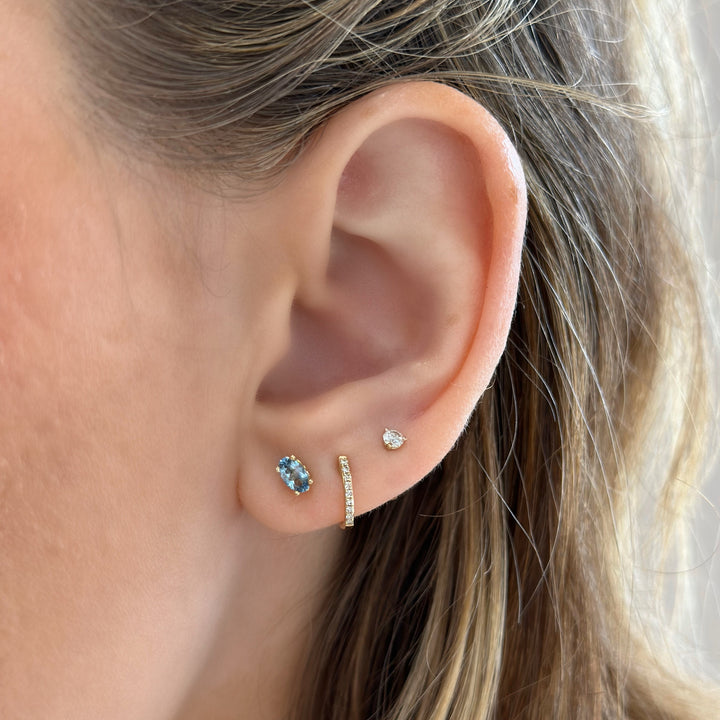 14K Oval Gemstone Studs