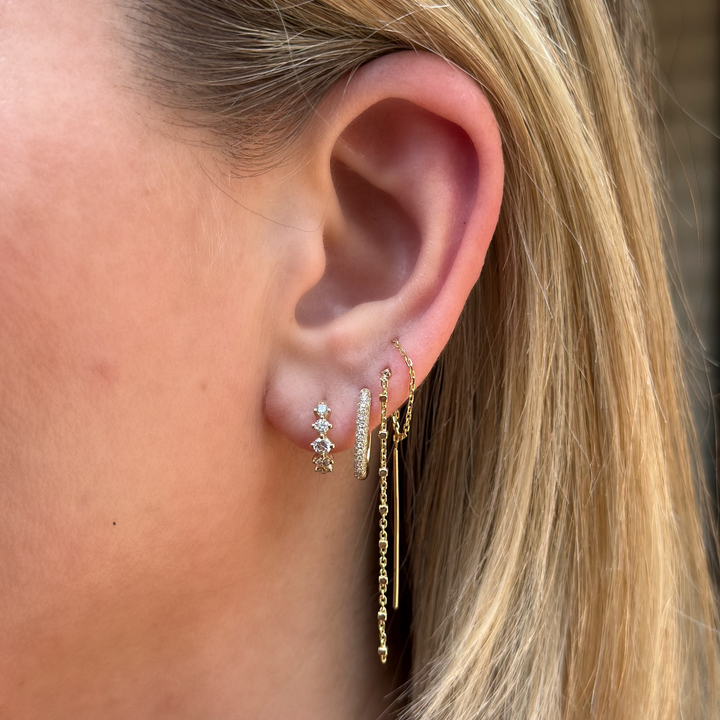 14K Shared Prong Diamond Huggies