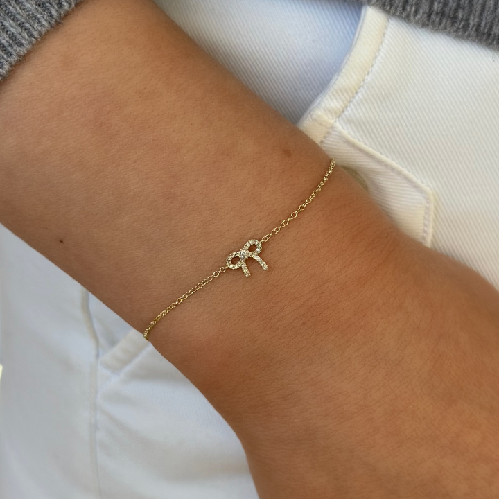 14K Diamond Bow Bracelet