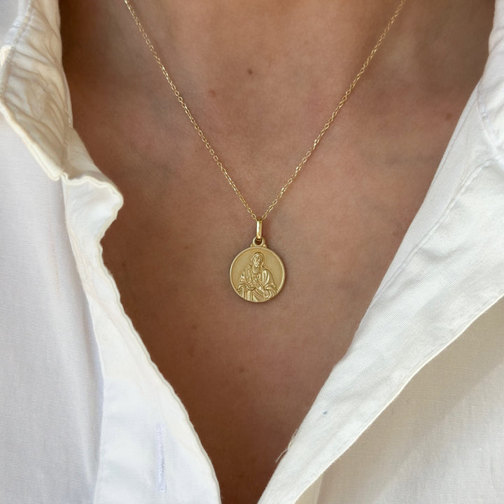 14K Round Scapular Pendant