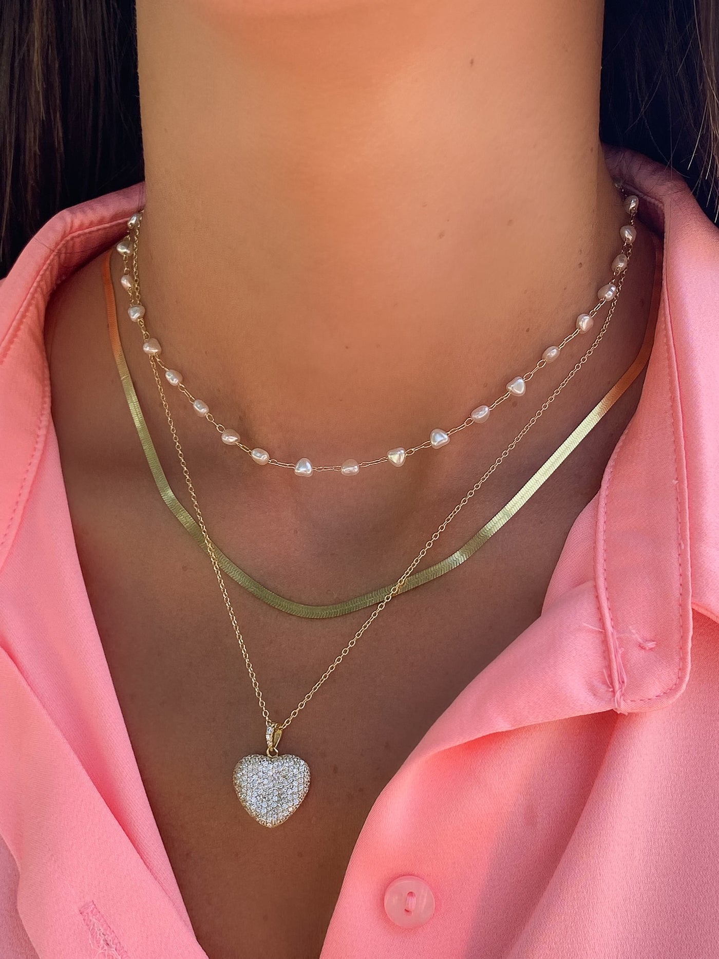 Pave 3D Heart Necklace