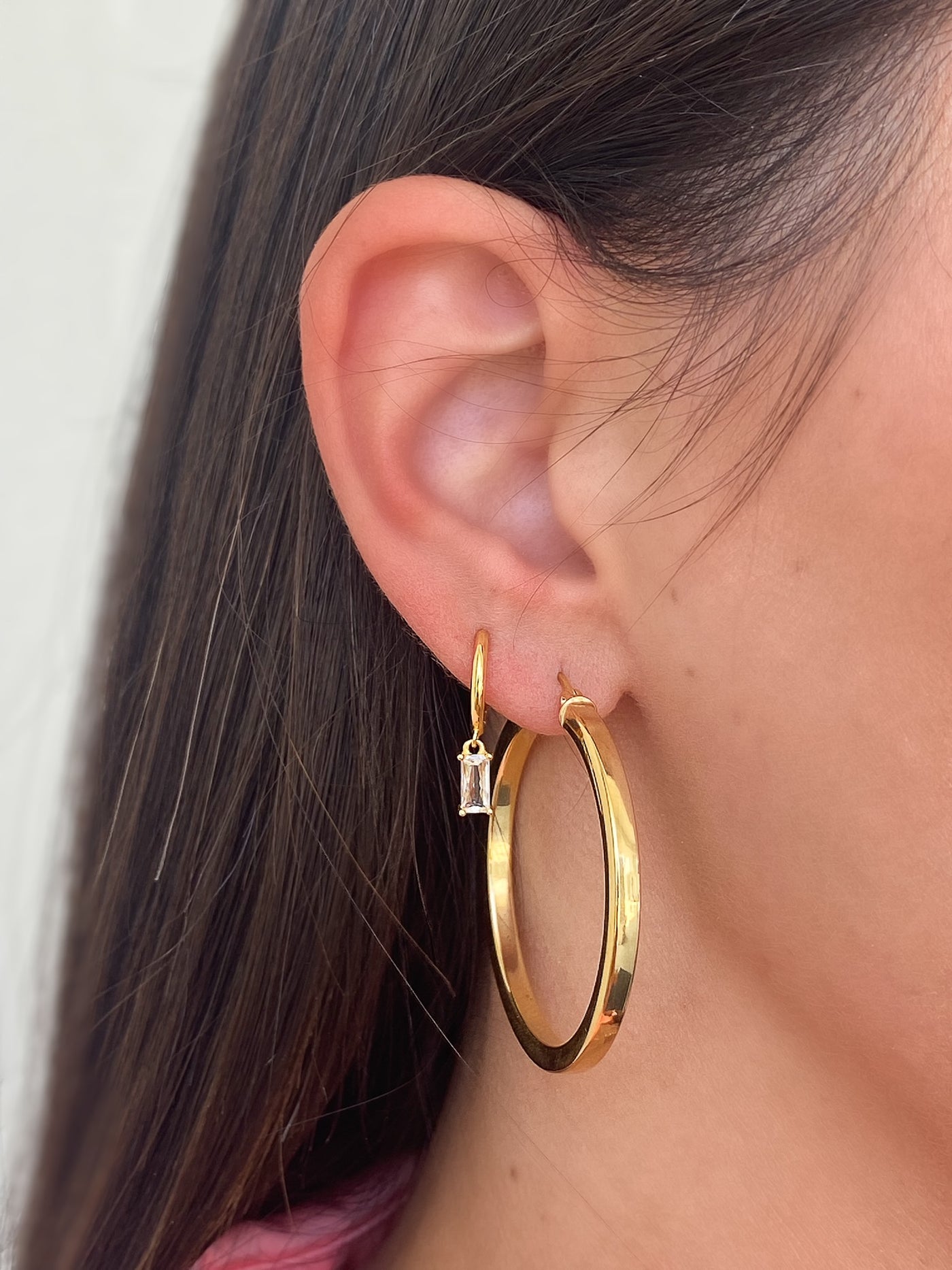 Crystal White CZ Huggie Hoops