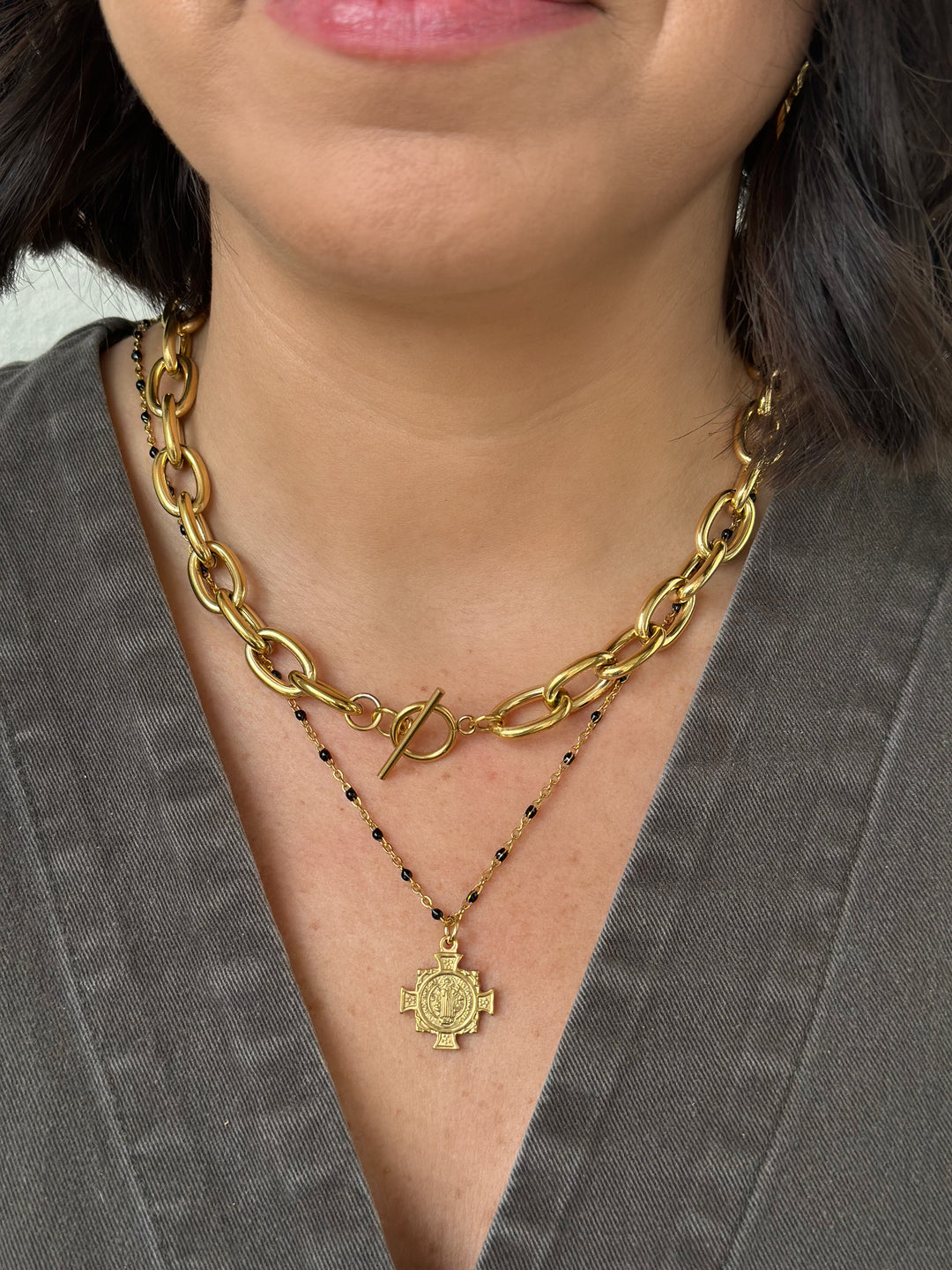 Enamel Beaded Cross Necklace