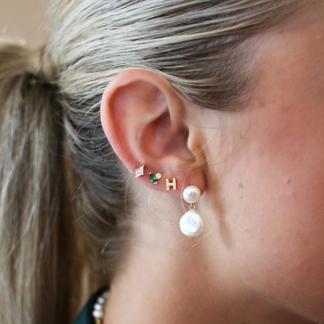 Pave Initial Stud
